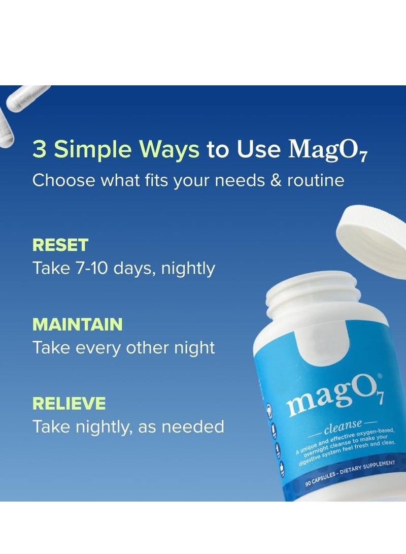 MagO7 - Natural Colon Cleanse & Detox | Occasional Constipation Relief, Stool Softening, & Bloating Support for Men & Women | Ozonated Magnesium Oxide, 90 Capsules - Image 3