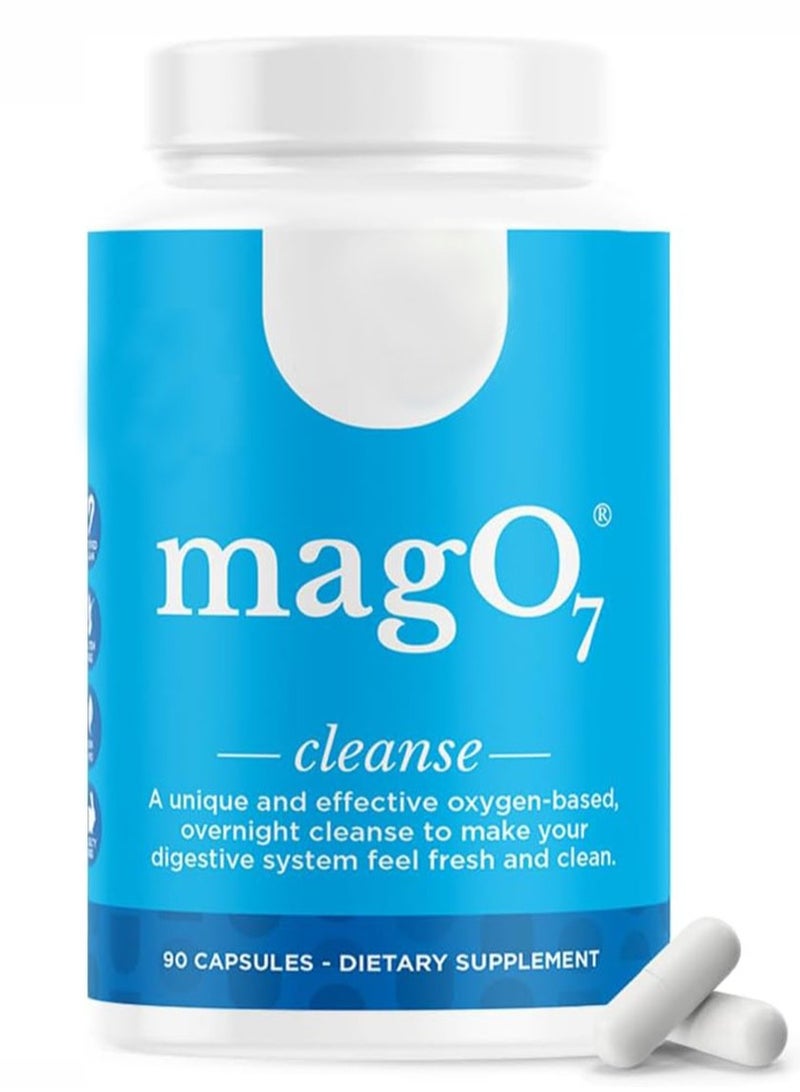 MagO7 - Natural Colon Cleanse & Detox | Occasional Constipation Relief, Stool Softening, & Bloating Support for Men & Women | Ozonated Magnesium Oxide, 90 Capsules - Image 1