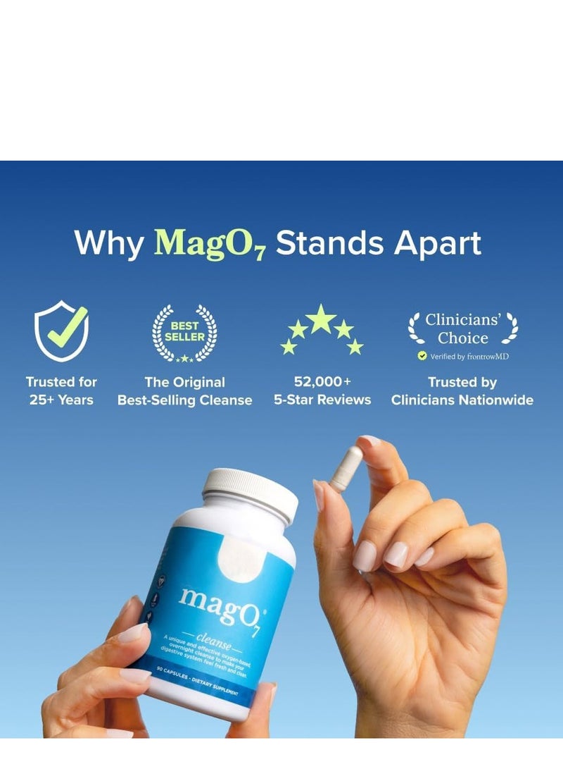 MagO7 - Natural Colon Cleanse & Detox | Occasional Constipation Relief, Stool Softening, & Bloating Support for Men & Women | Ozonated Magnesium Oxide, 90 Capsules - Image 4