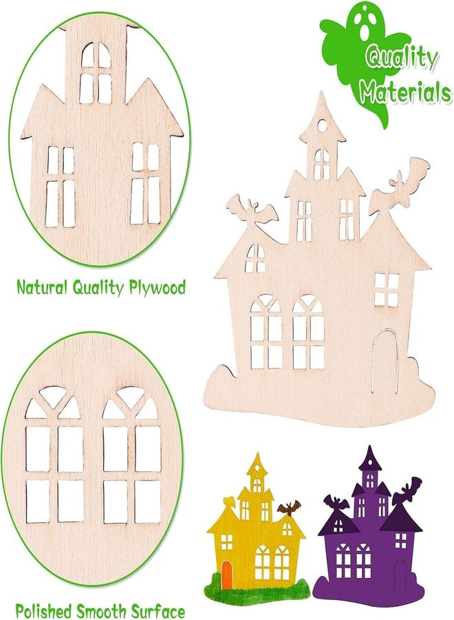 Curious Button 12 PCS Halloween Crafts Painting Wooden Slices Cutouts Ornaments DIY Unfinished Pre-drilled Natural Wood for Kids Halloween Hanging Decorations (3X3 Inch) - Image 3