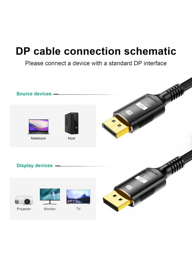 إف دي برو كابل DisplayPort 16K 2.1 3.3 قدم، كابل DP 2.1 [16K@60Hz، 8K@120Hz، 4K@240Hz] يدعم 80Gbps، HDR10، DSC1.2a، G-Sync، FreeSync، كابل Display Port مضفر متوافق مع شاشات الألعاب والتلفزيون والرسومات - Image 4