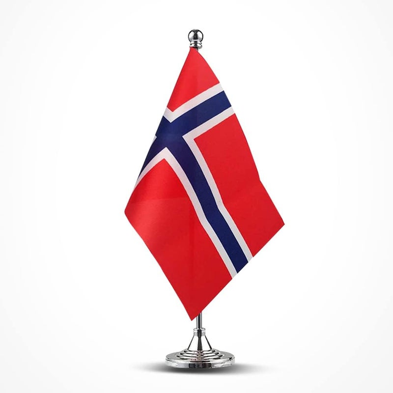 mflagperft Norway Flag Norwegian Flags, Small Mini Norwegian Desk Flag, Used for Table Office Classroom Home Patriotic Events Decorations - Image 1