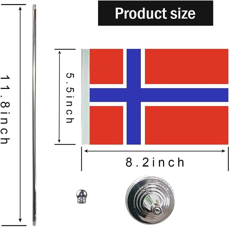 mflagperft Norway Flag Norwegian Flags, Small Mini Norwegian Desk Flag, Used for Table Office Classroom Home Patriotic Events Decorations - Image 2
