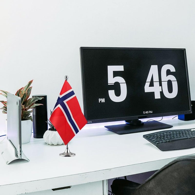 mflagperft Norway Flag Norwegian Flags, Small Mini Norwegian Desk Flag, Used for Table Office Classroom Home Patriotic Events Decorations - Image 5