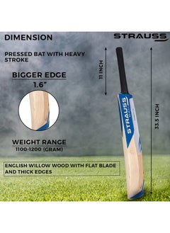 STRAUSS Strauss Cricket Bat | Edition: 11000 | English Willow | Size: Short Handle | Premium Leather Ball Cricket Bat  - Image 2