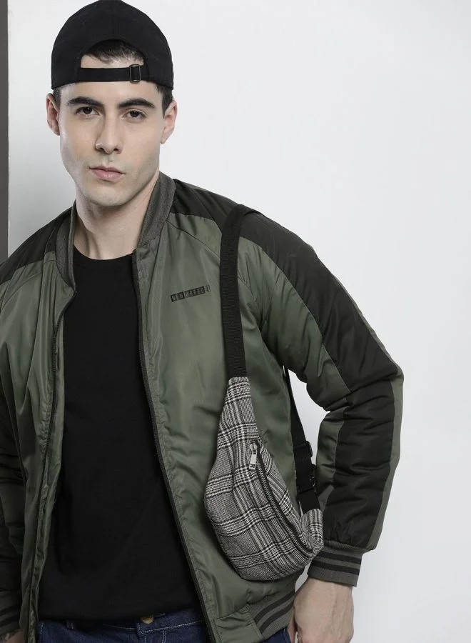 ذا انديان كراج كو The Indian Garage Co Men Slim Fit Colour Blocked Round Neck Long Sleeves Jacket