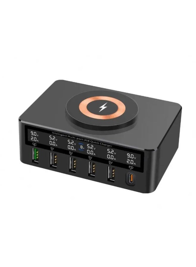 6-in-1 Multi-Function Wireless Charging Stand Compatible with iPhone, Apple Watch, and AirPods, Fast Charging Dock