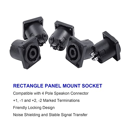 HBU 6 Sets (12 Packs) Speakon Plug Kit - 6pcs Pole SpeakON Connectors and 6pcs NL4MP Chassis Panel Mount Socket - Pro PA DJ NL4FC, NL4FX, NLT4X, NL4MPR Connector with Twist Lock - Image 5