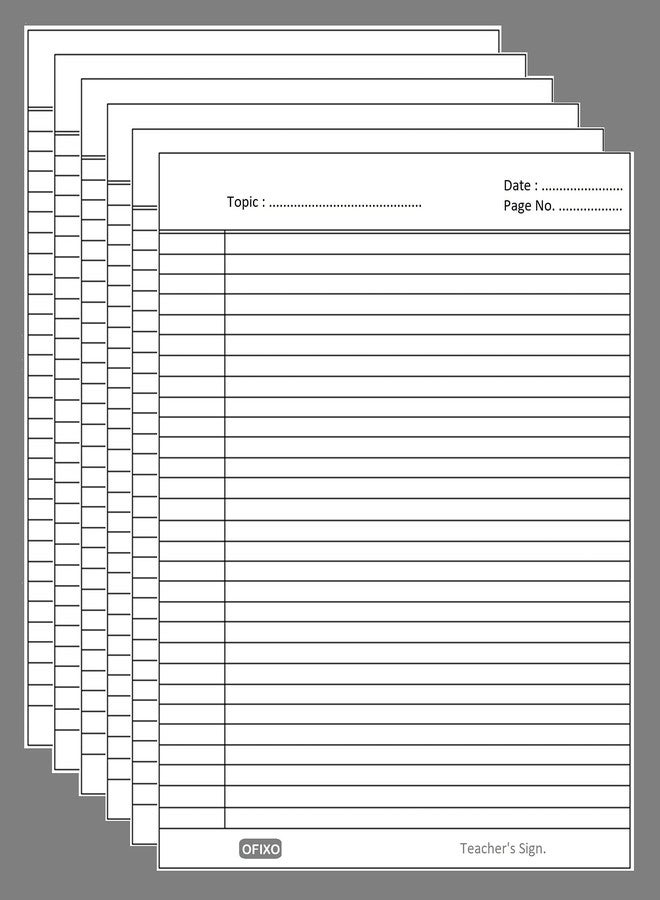 OFIXO A4 Size Both Side Ruled Sheet for Project/Practical/Homework (Pack of 100 sheets) (Model Number: OFX_RULD100) - Image 1