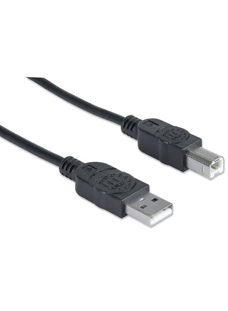 Manhattan 394628 Hi-Speed USB Printer Cable A Male / B Male 3M (10 ft.) - Black - Image 2