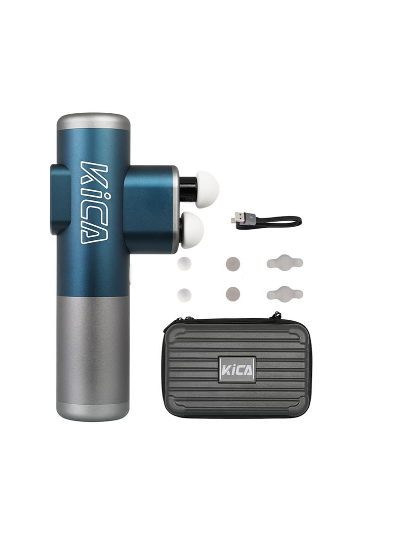 KiCA KICA Pro Double Head Massage Gun, LED Display, Touchscreen Massage Gun, Portable Compact Handheld Massage Gun for Neck, Shoulder, Back, Hand Massager with 3 Massage Heads, Blue - Image 1