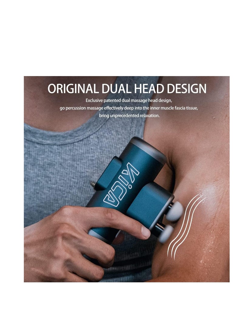 KiCA KICA Pro Double Head Massage Gun, LED Display, Touchscreen Massage Gun, Portable Compact Handheld Massage Gun for Neck, Shoulder, Back, Hand Massager with 3 Massage Heads, Blue - Image 2