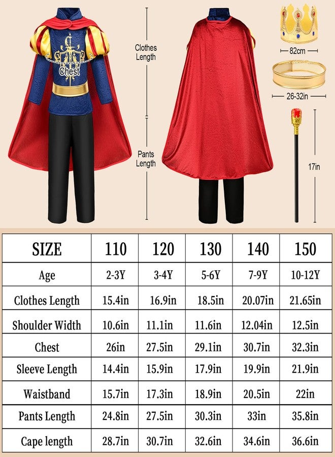 G.C Boys King Prince Charming Costume with Cape Kids Royal Dress Up Outfits Halloween Cosplay Role Play Birthday Gifts - Image 5