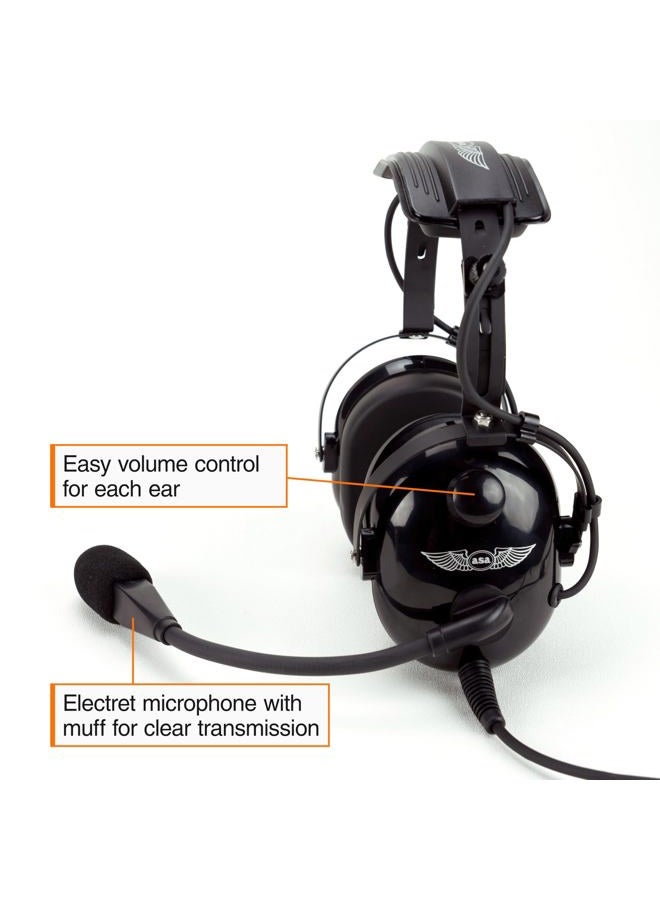 ASA AirClassics HS-1A Pilot Headset Durability - 23 dB Noise Reduction - Noise-Canceling Mic - Stereo/Mono - Gold-Plated Plugs Essential Aviation Headset - General Aviation Headsets for Pilots - Image 4