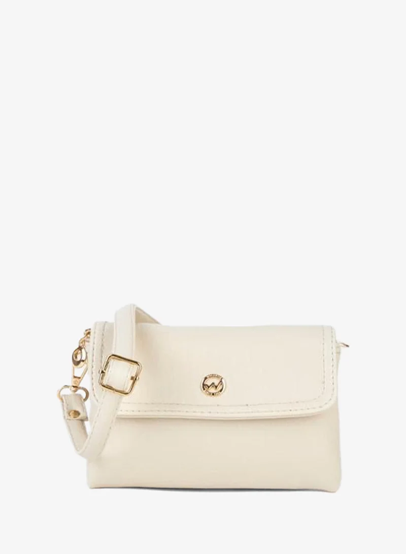 Women's Lilya Cream Small-sized 2-Compartment Zipper and Snap Closure Hand, Arm, and Shoulder Bag.
