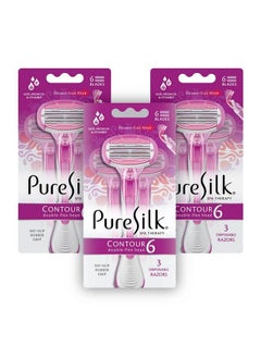 pure silk Contour 6 Premium Disposable Razor Value Pack Bundle (3 Packs9 Total Razors)  - Image 2