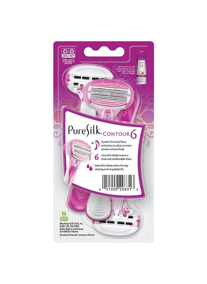 pure silk - Contour 6 Premium Disposable Razor Value Pack Bundle (3 Packs9 Total Razors) - Image 1