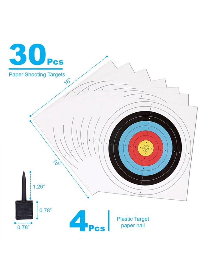 SenseYo SenseYo 30 Pack Archery Targets Paper, Standard Bow Arrow Targets Archery for Hunting & Archery Targets, Target Archery Accessories for Hunting Backyard (10 Rings,16x16in)  - Image 2