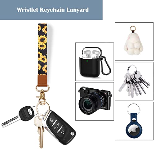 Coco Rossi Slim Front Pocket Wallet RFID ID Card Holder Cute Small Wallet with Wrist Lanyards Key Chain Holder for Women,Sunflower - Image 3