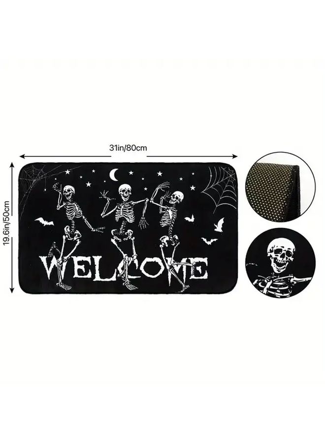 AnyDesign Halloween Dancing Skeletons Doormat Lightweight Non Slip Welcome Entrance Mat Spooky Front Door Rug Floor Mat For Indoor Outdoor Kitchen Bedroom Living Room Decor Variant1 17 X 29 - Image 2