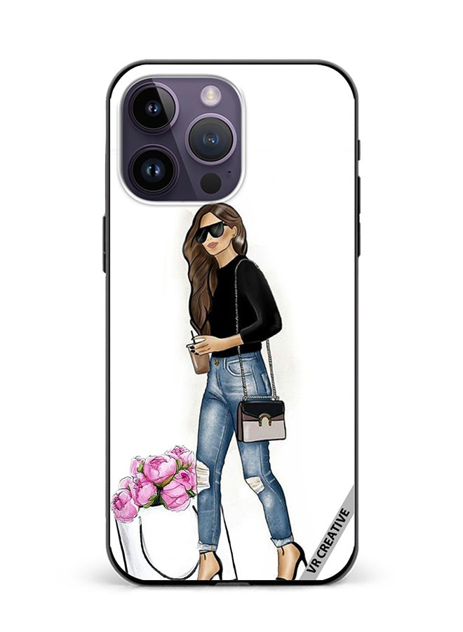 VR CREATIVE Protective Case Cover For Apple iPhone 15 Pro Stylish walking Girl Design Multicolour - Image 1