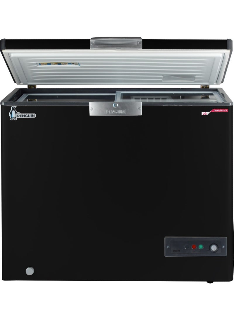 بنجوين أداة تجميد صندوقية سوداء ES250L - سعة 205 لتر مع باب زجاجي منزلق - ضاغط LG - Image 1