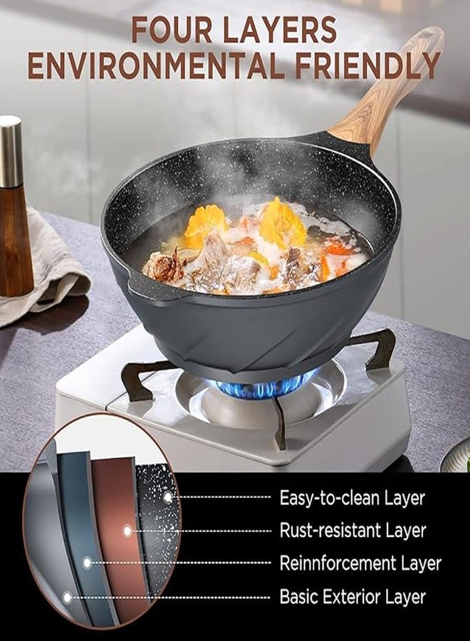 ITSMILLERS Nonstick Wok and Stir Fry Pan 12.5 inch with Spatula, Die-cast Aluminum Scratch Resistant Healthy Wok with Free-standing Lid - Image 5