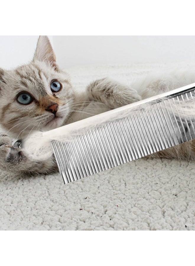 2PCS Dog and Cat Brush, Stainless Steel Dog Grooming Comb Kit, Detangler Deshedding Brush for Long Haired Dogs＆Cats, Dog Tangles Metal Comb＆Knots Hair Remover for Dog＆Cat Undercoat 6.4" 7.5 - Image 2