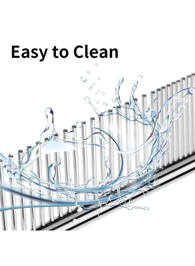 2PCS Dog and Cat Brush, Stainless Steel Dog Grooming Comb Kit, Detangler Deshedding Brush for Long Haired Dogs＆Cats, Dog Tangles Metal Comb＆Knots Hair Remover for Dog＆Cat Undercoat 6.4" 7.5 - Image 3