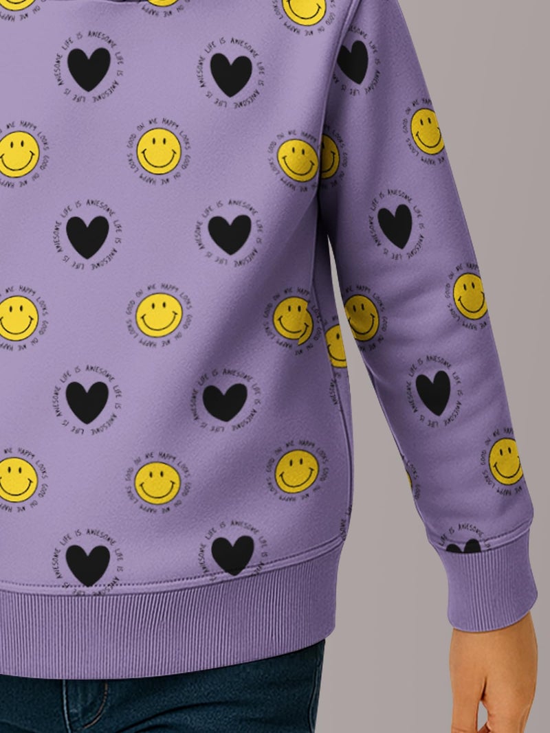HELLCAT Trendy Cotton Blend Hoodie Sweatshirt for Girls - Pack of 1_Lavender_11-12Years - Image 4