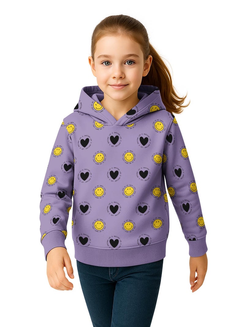 HELLCAT Trendy Cotton Blend Hoodie Sweatshirt for Girls - Pack of 1_Lavender_11-12Years - Image 1