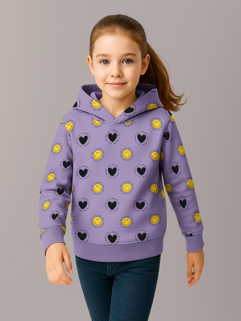 HELLCAT Trendy Cotton Blend Hoodie Sweatshirt for Girls - Pack of 1_Lavender_11-12Years - Image 2