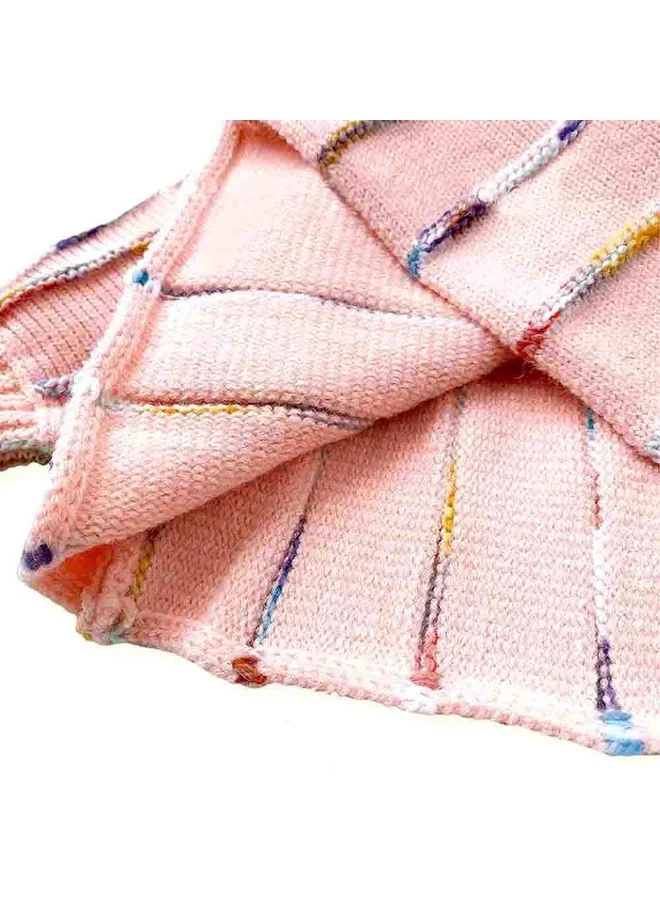 LITTLE SURPRISE BOX Oversized Flaired Peach Tulips Knitted Warmer Cardigan with matching Hairclip