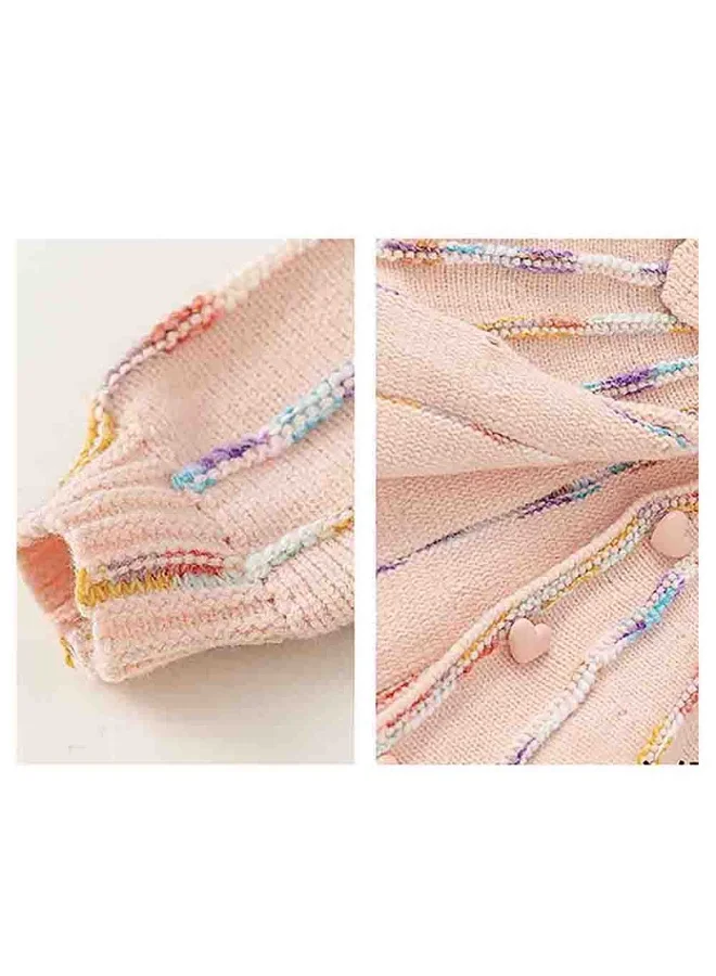 LITTLE SURPRISE BOX Oversized Flaired Peach Tulips Knitted Warmer Cardigan with matching Hairclip