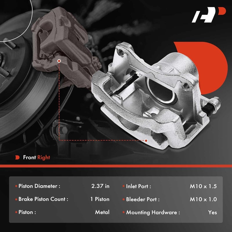 A-Premium Disc Brake Caliper Assembly with Bracket for Chevrolet Malibu, Pontiac G6, Saturn Aura - Front Right Passenger Side - Image 2