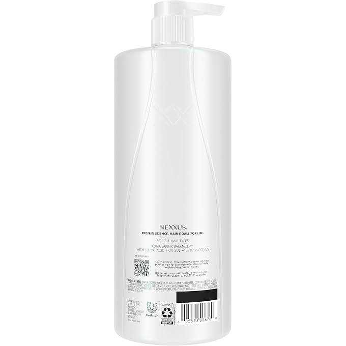 Nexxus Clean and Pure Clarifying Shampoo, For Nourished Hair With ProteinFusion, Silicone, Dye And Paraben Free 33.8 oz - Image 2
