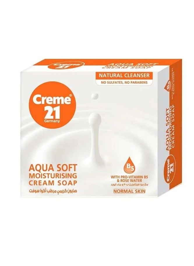 كريم 21 4 قطع من  كريم 21 صابون كريمي مرطب أكوا سوفت - 125 جم - Image 3