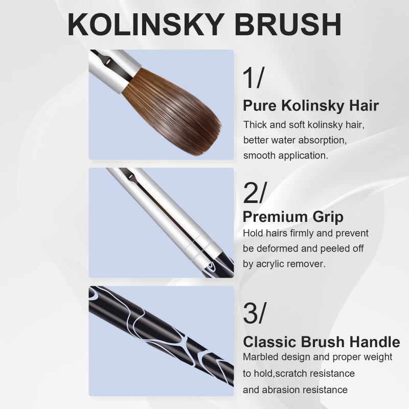 Shine Chance Acrylic Nail Art Brush Size 10, 100% Pure Kolinsky Hair Oval for Application, Professional Extension Manicure Tool Striping Drawing Pen DIY Home Salon, Black, 1.0 Count - Image 5