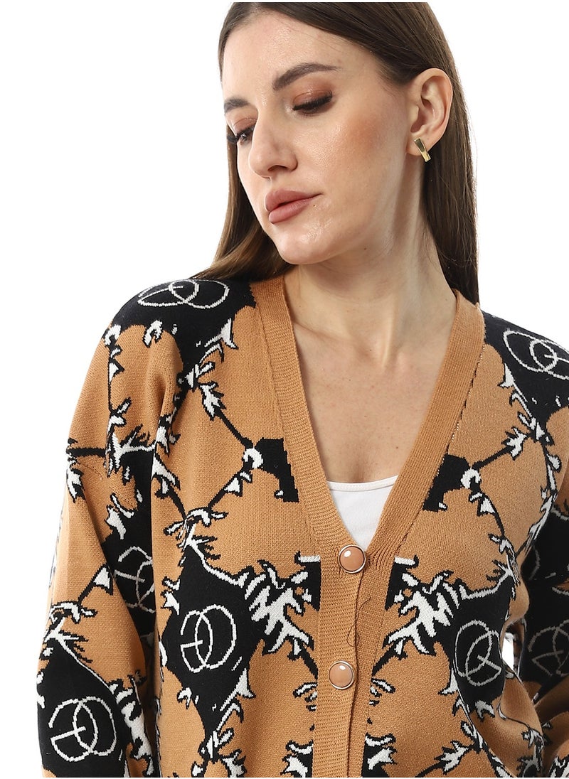 Andora Multi-Kniited Pattern Pullover_Cafe  - Image 4