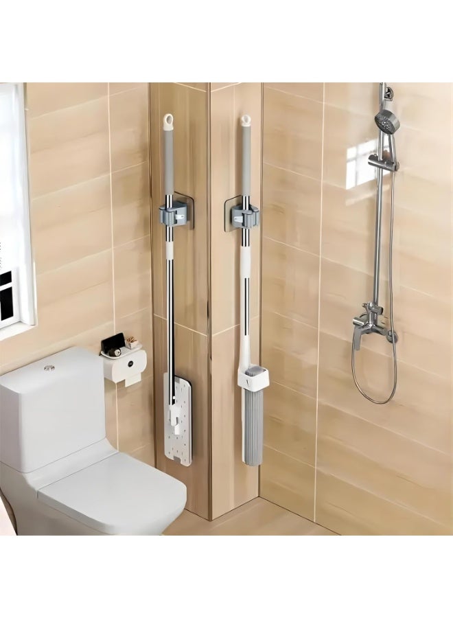 4Pcs Broom Holder Mop Hanger Wall Mount Hook Plastic Easy Install No-Drill Strong Adhesive Organizer - Image 5