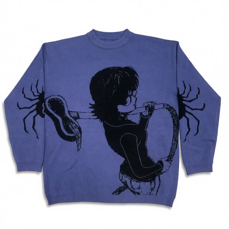 Round Neck Pullover Jacquard Knit Sweater Long Sleeve Loose Top - Image 3