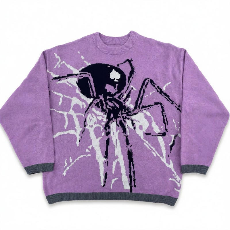 Round Neck Pullover Jacquard Knit Sweater Long Sleeve Loose Top - Image 5