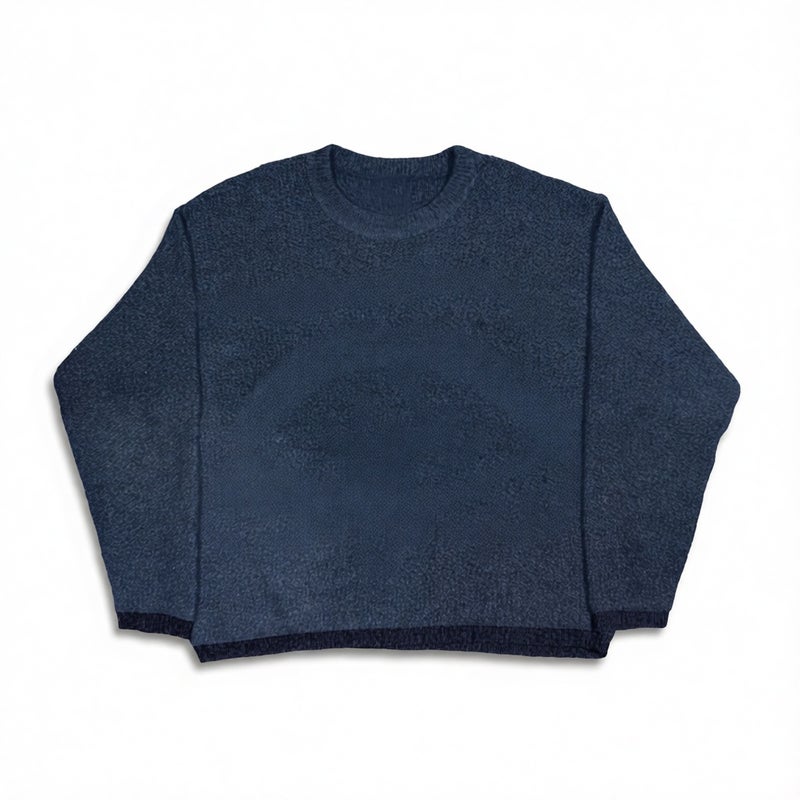 Round Neck Pullover Jacquard Knit Sweater Long Sleeve Loose Top - Image 1