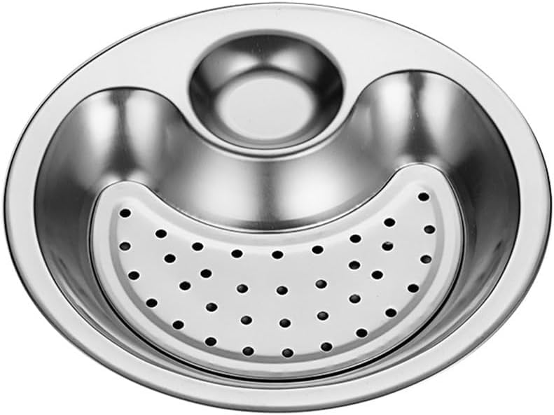 MotiBa 1pc Stainless Steel Round Dumpling Tray with Dip Holder  - Image 1