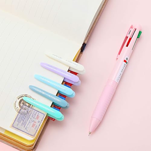 Zonon 6 Pieces Multicolor Ballpoint Pen, 4-in-1 Colored Ballpoint Pen Smooth Retractable Ballpoint Pens 4 Color Pen in One for School Students Classroom Supplies Planner Journaling, Assorted Ink 0.5 mm - Image 4