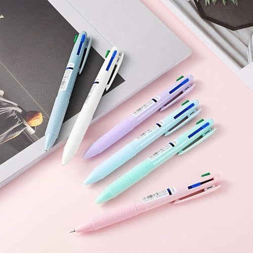 Zonon 6 Pieces Multicolor Ballpoint Pen, 4-in-1 Colored Ballpoint Pen Smooth Retractable Ballpoint Pens 4 Color Pen in One for School Students Classroom Supplies Planner Journaling, Assorted Ink 0.5 mm - Image 2