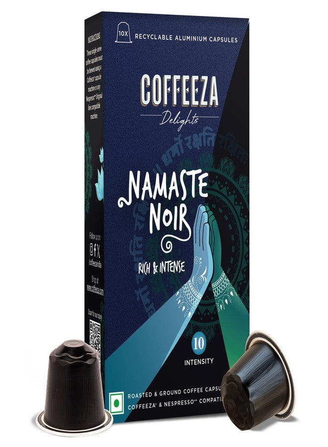 COFFEEZA Delights Namaste Noir Coffee Capsules (Budget-Friendly) Nespresso Compatible Coffee Capsules|10 Coffee Pods, 90 Gram - Image 1
