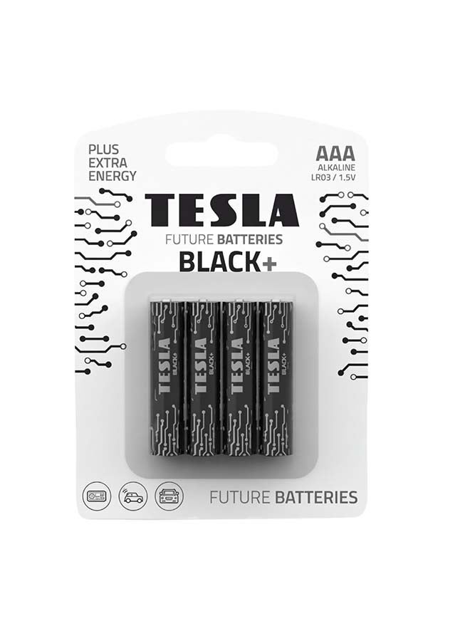 TESLA BATTERIES  AAA BLACK+ ALKALINE  LR03 1.5 4pcs - Image 1