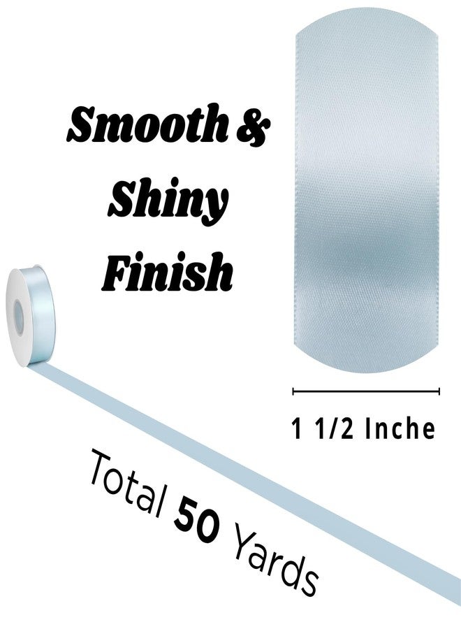 Rokateam Light Blue Ribbon 1 1/2 Inch x 50 Yards – Double Faced Baby Boy Shower Satin Ribbon for Gift Wrapping, DIY Bows & Newborn Party Decor - Image 3
