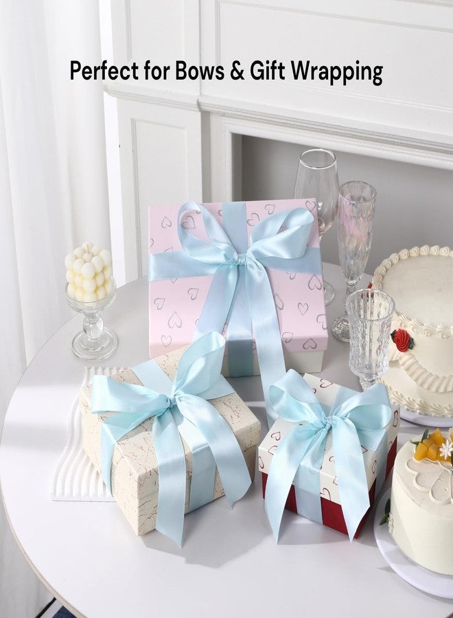 Rokateam Light Blue Ribbon 1 1/2 Inch x 50 Yards – Double Faced Baby Boy Shower Satin Ribbon for Gift Wrapping, DIY Bows & Newborn Party Decor - Image 2